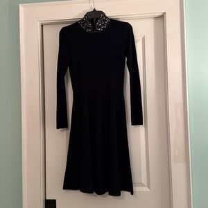 Black Dress with Embellished Collar